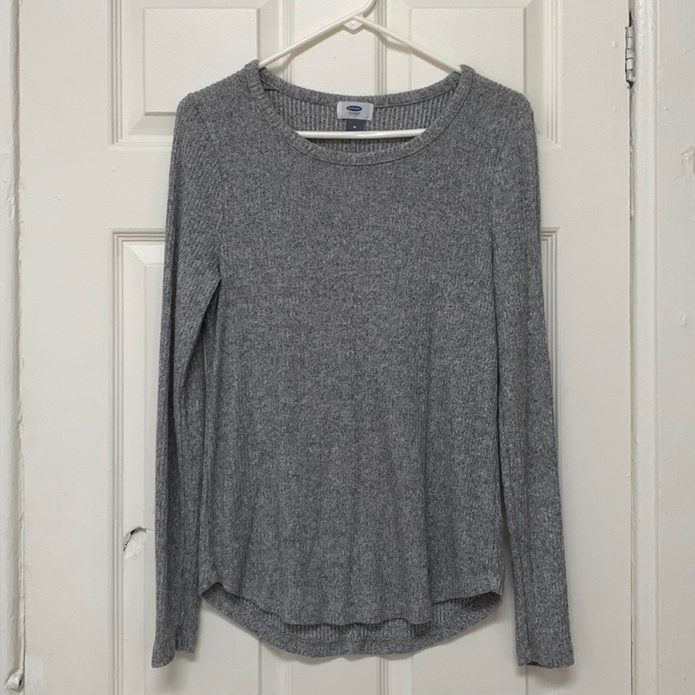 Old Navy Gray Ribbed Long Sleeve Tee
